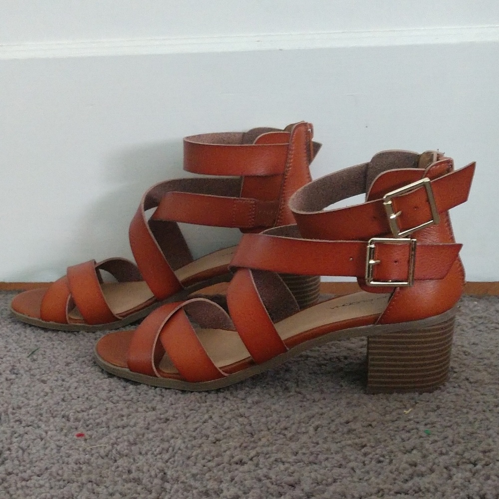 Strappy Sandals, Block Heel, Open Toe